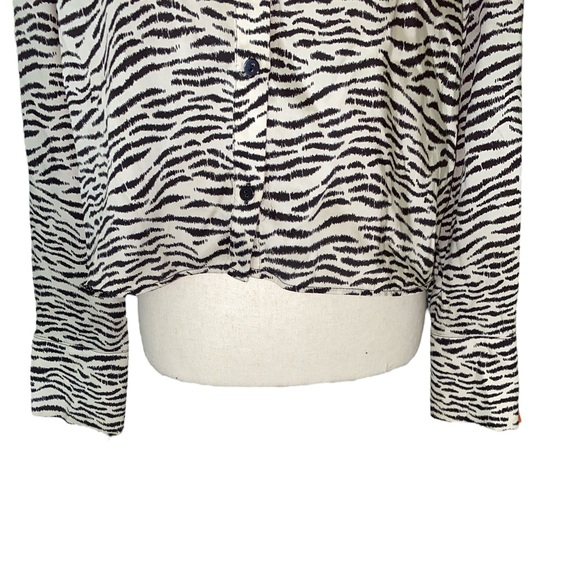 Zara Zebra Oversized Cropped Button Down Blouse - M - Picture 3 of 11